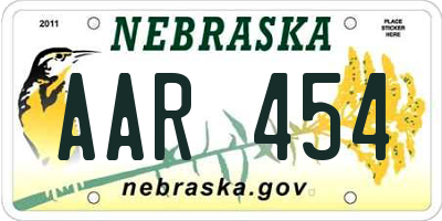 NE license plate AAR454