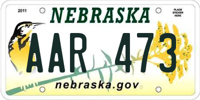 NE license plate AAR473