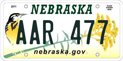 NE license plate AAR477