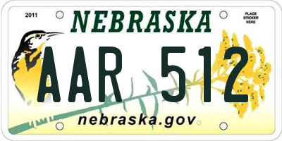 NE license plate AAR512