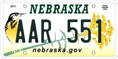 NE license plate AAR551