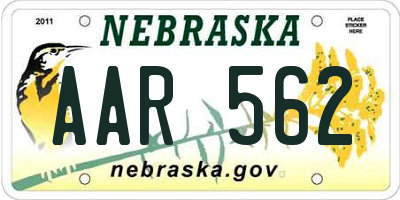 NE license plate AAR562