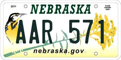 NE license plate AAR571