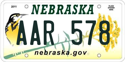 NE license plate AAR578