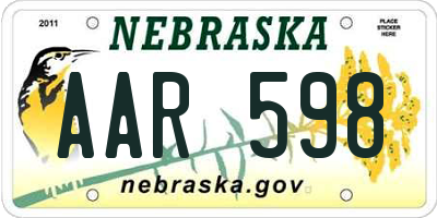 NE license plate AAR598