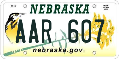 NE license plate AAR607