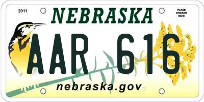 NE license plate AAR616