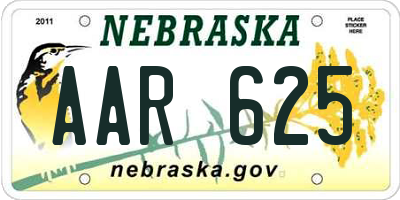 NE license plate AAR625