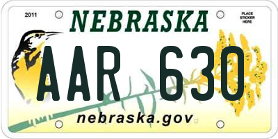 NE license plate AAR630