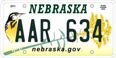 NE license plate AAR634