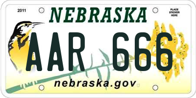 NE license plate AAR666