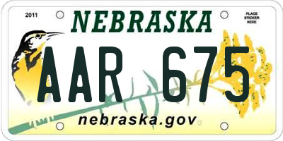 NE license plate AAR675
