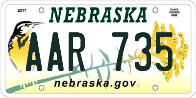 NE license plate AAR735