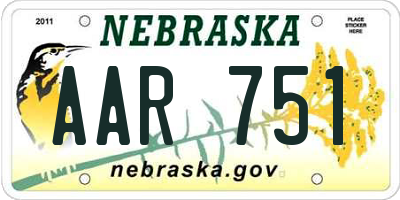 NE license plate AAR751