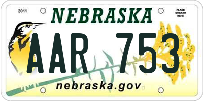 NE license plate AAR753