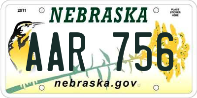 NE license plate AAR756