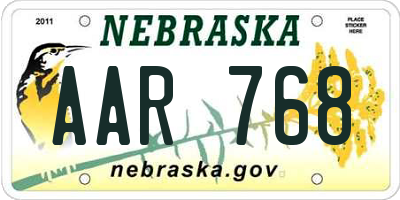 NE license plate AAR768