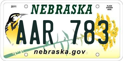 NE license plate AAR783