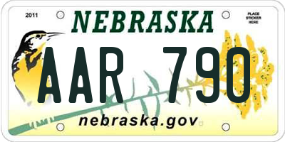 NE license plate AAR790