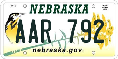 NE license plate AAR792