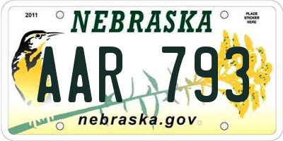NE license plate AAR793