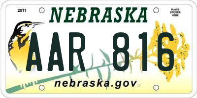 NE license plate AAR816