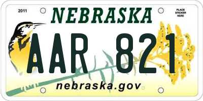 NE license plate AAR821