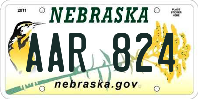 NE license plate AAR824