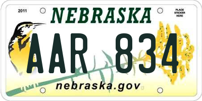 NE license plate AAR834