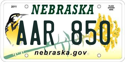 NE license plate AAR850
