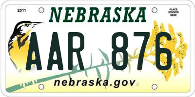 NE license plate AAR876