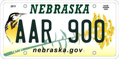 NE license plate AAR900