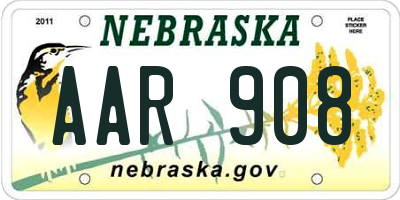 NE license plate AAR908