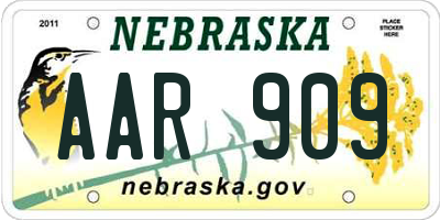 NE license plate AAR909