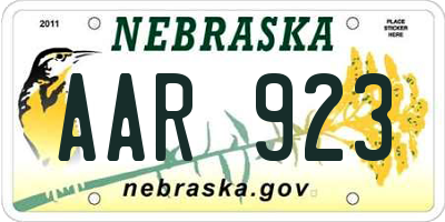 NE license plate AAR923