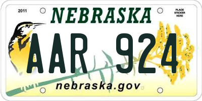 NE license plate AAR924