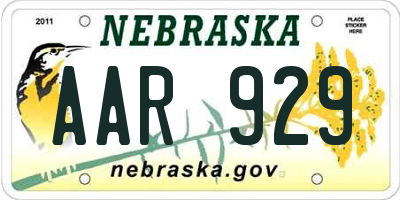 NE license plate AAR929