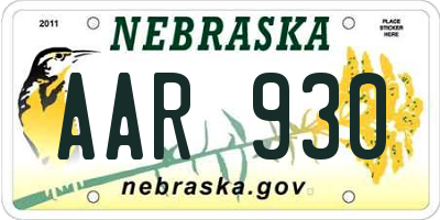 NE license plate AAR930