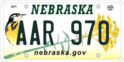 NE license plate AAR970