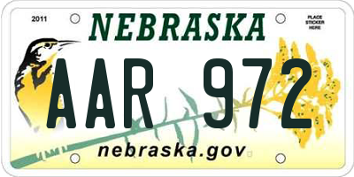 NE license plate AAR972