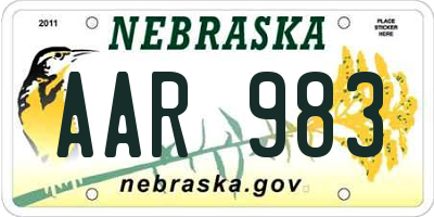 NE license plate AAR983