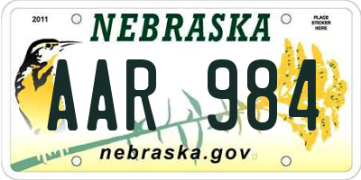 NE license plate AAR984