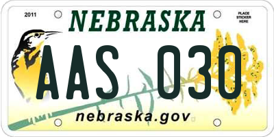 NE license plate AAS030