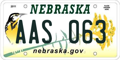 NE license plate AAS063