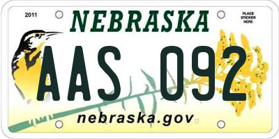 NE license plate AAS092
