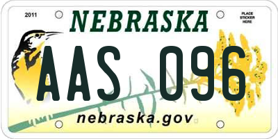 NE license plate AAS096