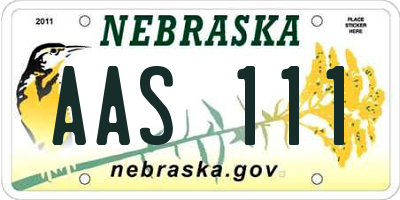 NE license plate AAS111