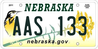 NE license plate AAS133