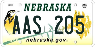 NE license plate AAS205