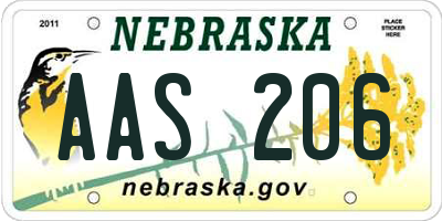 NE license plate AAS206